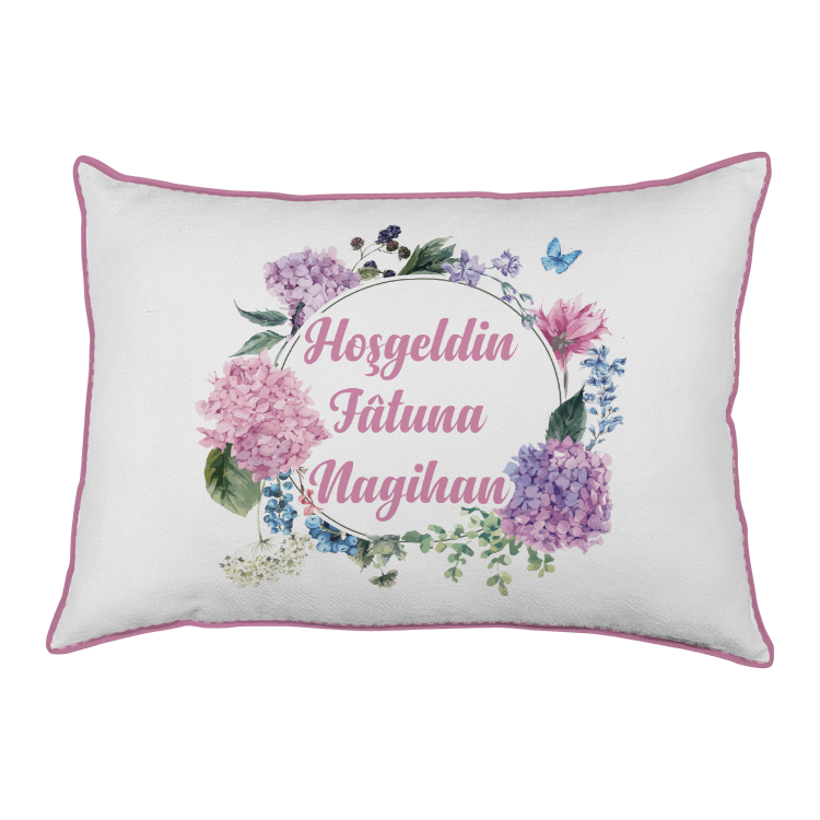 kisiye ozel kumas kiz bebek yastik - soft cicek