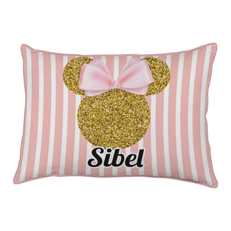 kisiye ozel kumas kiz bebek yastik - pink minnie