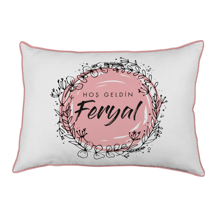 kisiye ozel kumas kiz bebek yastik - pinky flower