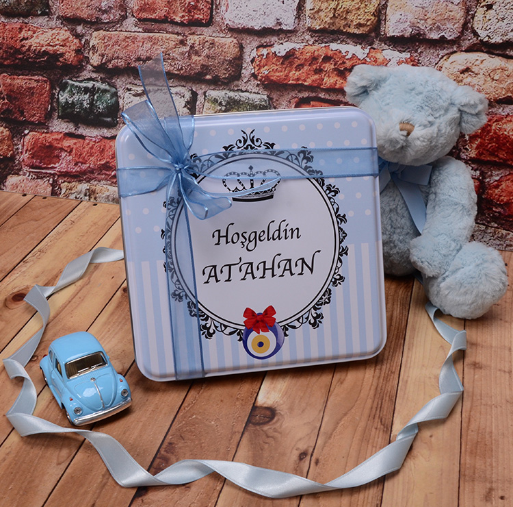 erkek bebek - nazar boncuklu  48 adet cikolata 