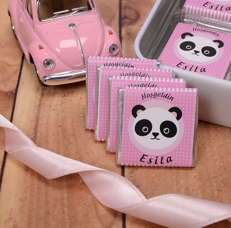 kiz bebek cikolatasi - panda 48 adet cikolata