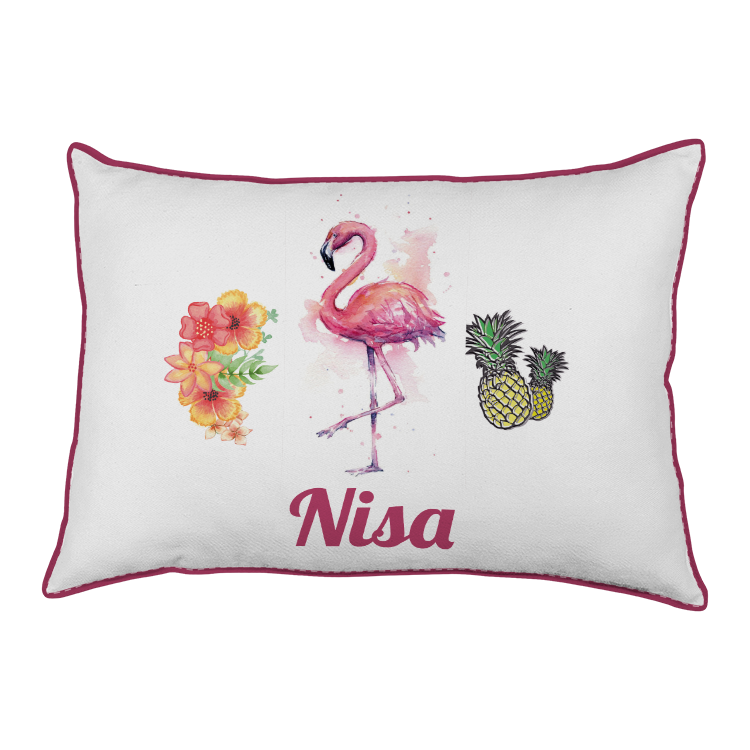 kisiye ozel kumas kiz bebek yastik - flamingo