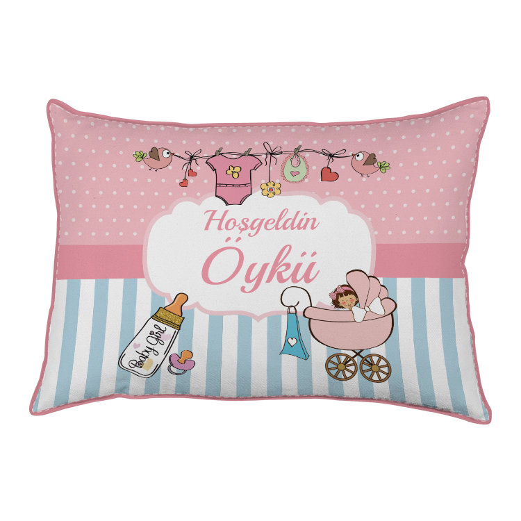 kisiye ozel kumas kiz bebek yastik - puset